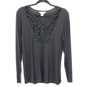 Christopher & Banks Top Womens M Black Whimsigoth Witchy Dark Feminine Classic